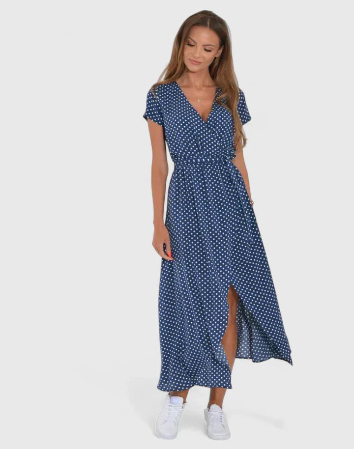 Cleopha | Floral Wrap Midi Dress with Belt