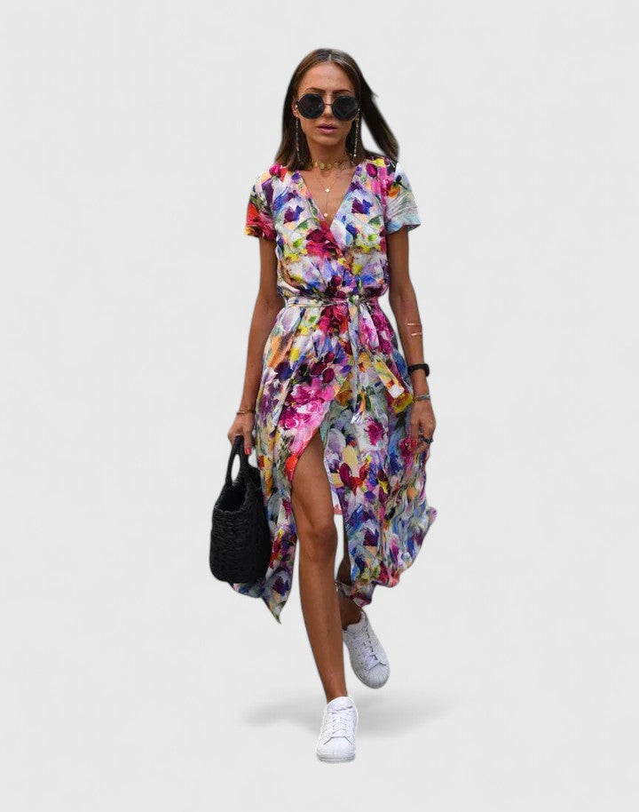 Antonina-Rose | Polka Dot Wrap Maxi Dress V-Neck