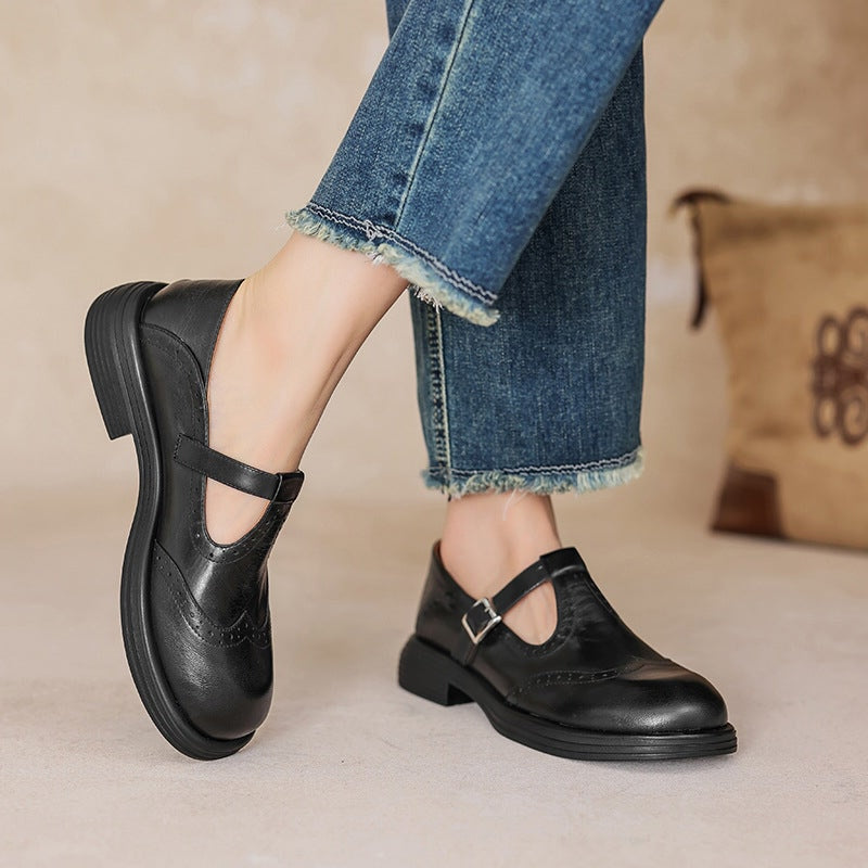 Ileana | Brogue T-Strap Mary Jane Flats