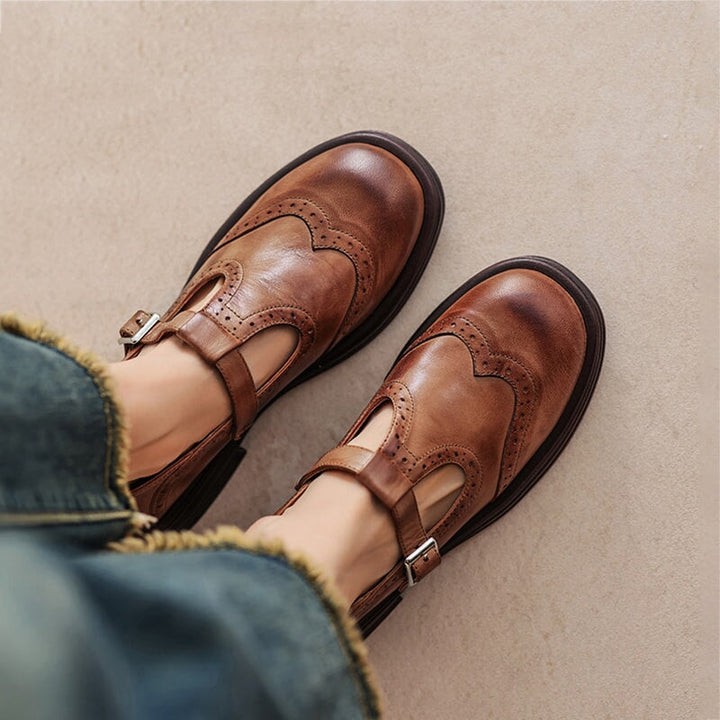 Ileana | Brogue T-Strap Mary Jane Flats