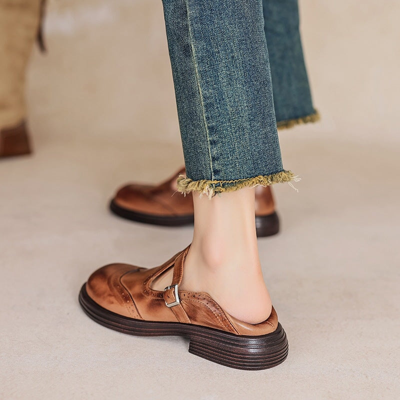 Ileana | Brogue T-Strap Mary Jane Flats