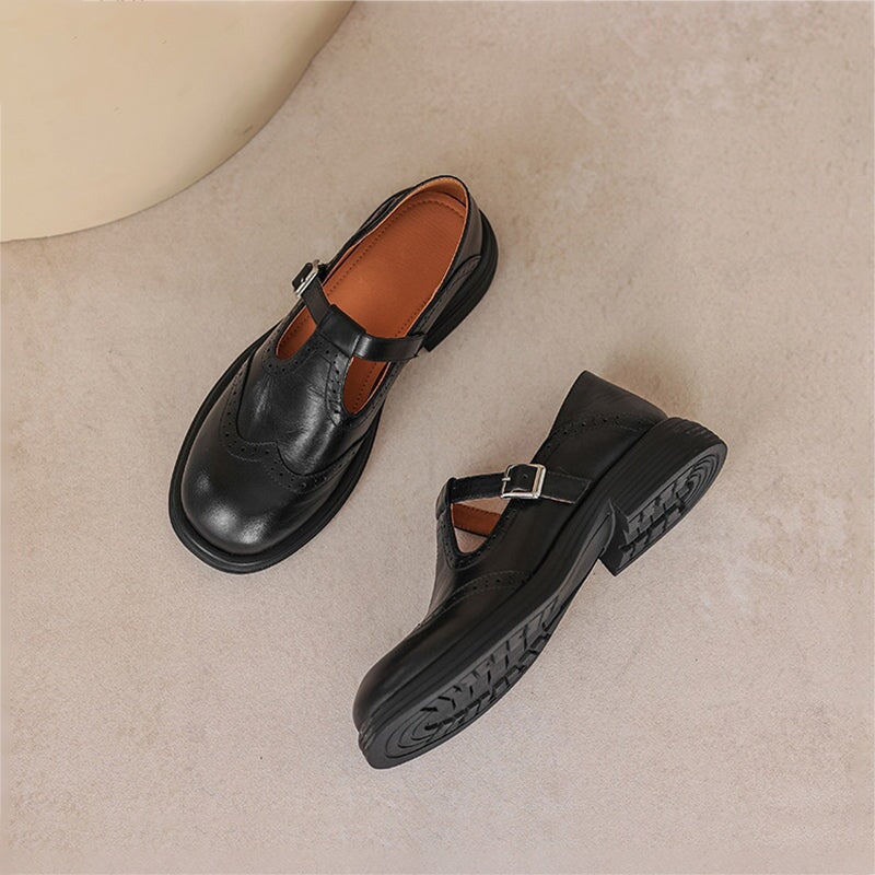 Ileana | Brogue T-Strap Mary Jane Flats