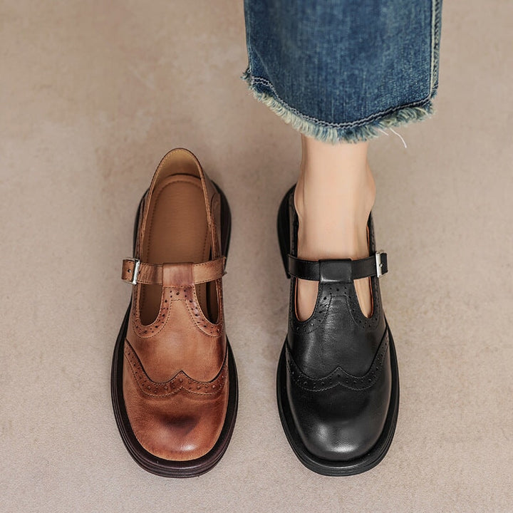 Ileana | Brogue T-Strap Mary Jane Flats