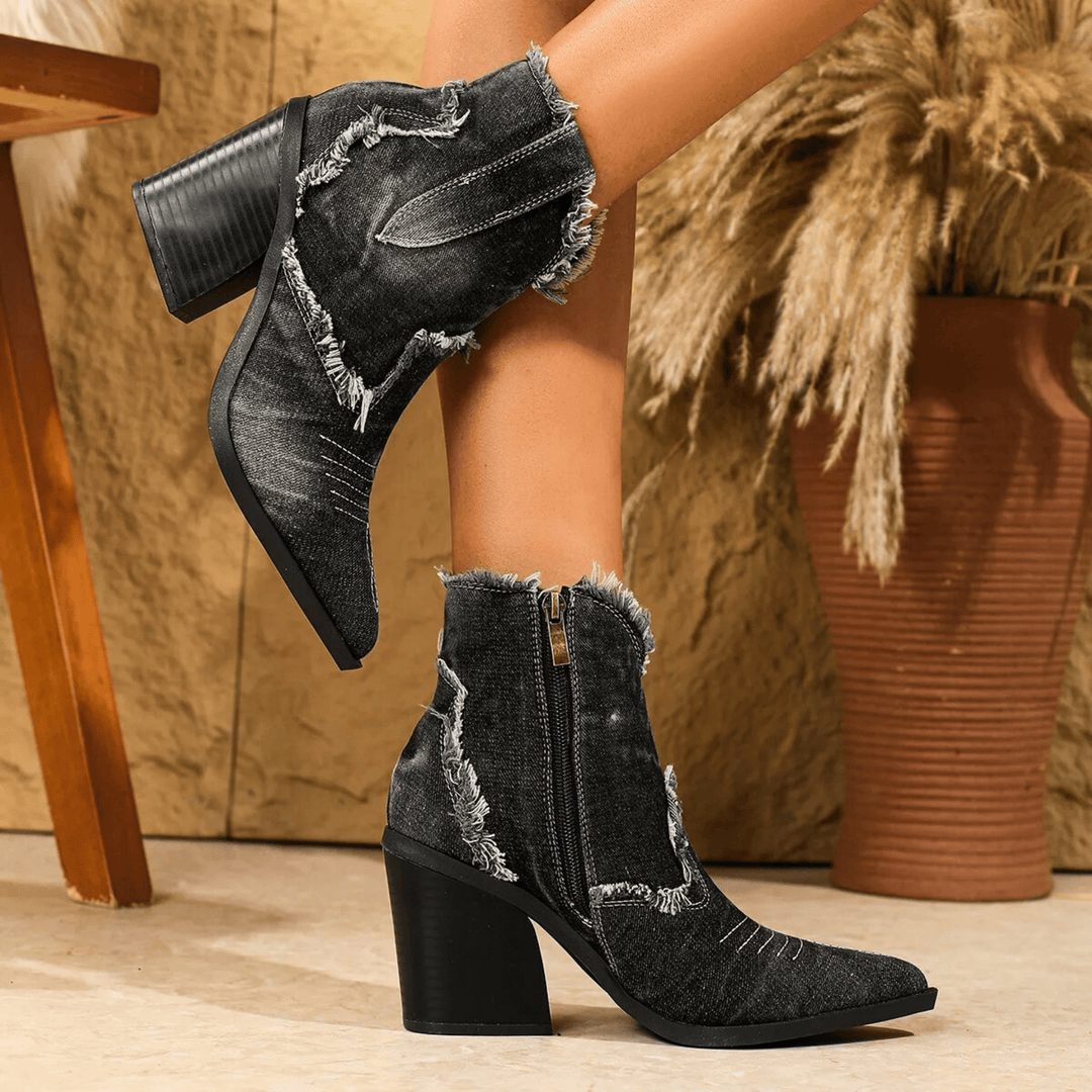 Jade | Block Heel Ankle Boots Zip