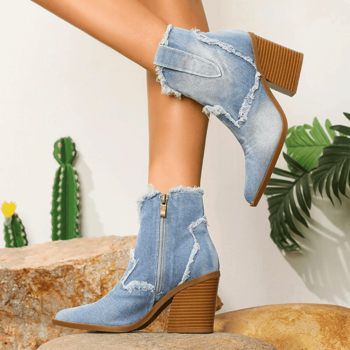Jade | Block Heel Ankle Boots Zip
