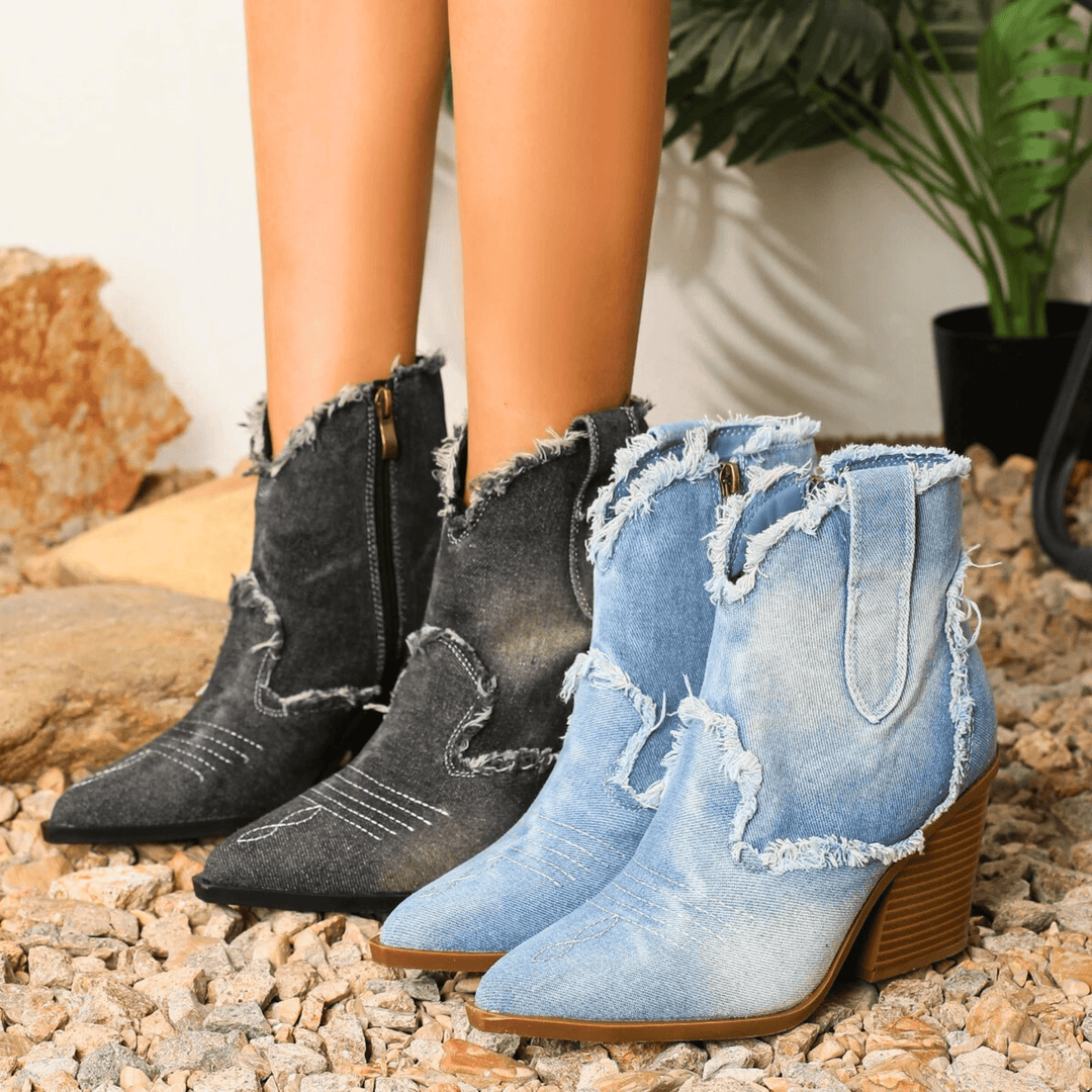 Jade | Block Heel Ankle Boots Zip