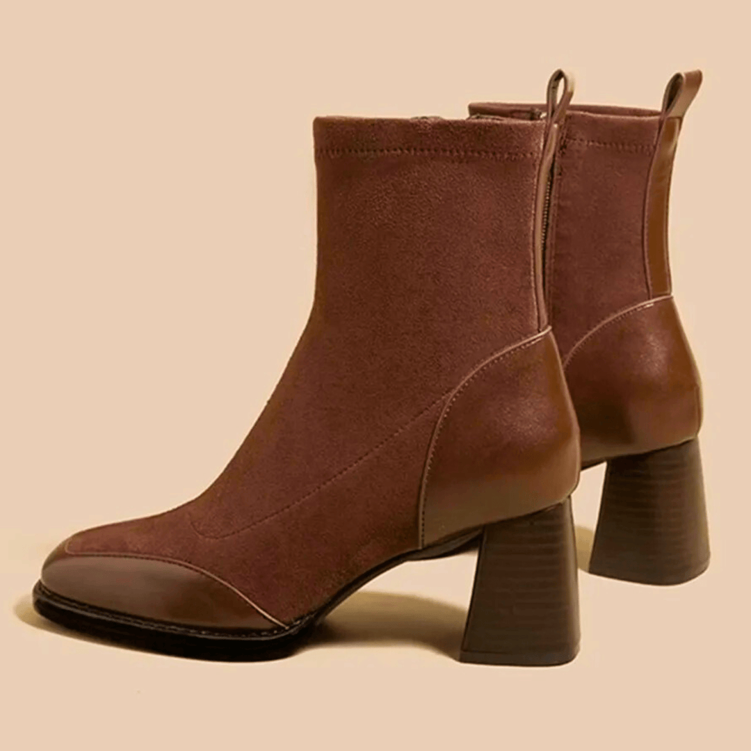 Rosaline | Contrast Panel Block Heel Boots