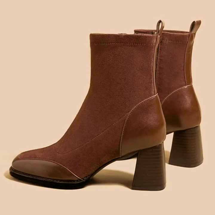 Rosaline | Contrast Panel Block Heel Boots