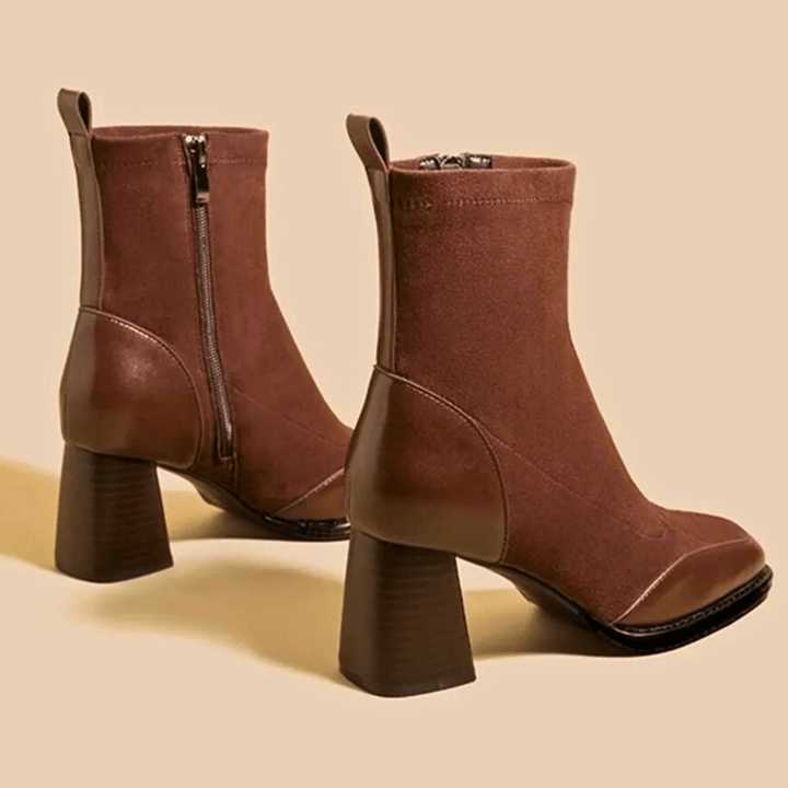 Rosaline | Contrast Panel Block Heel Boots