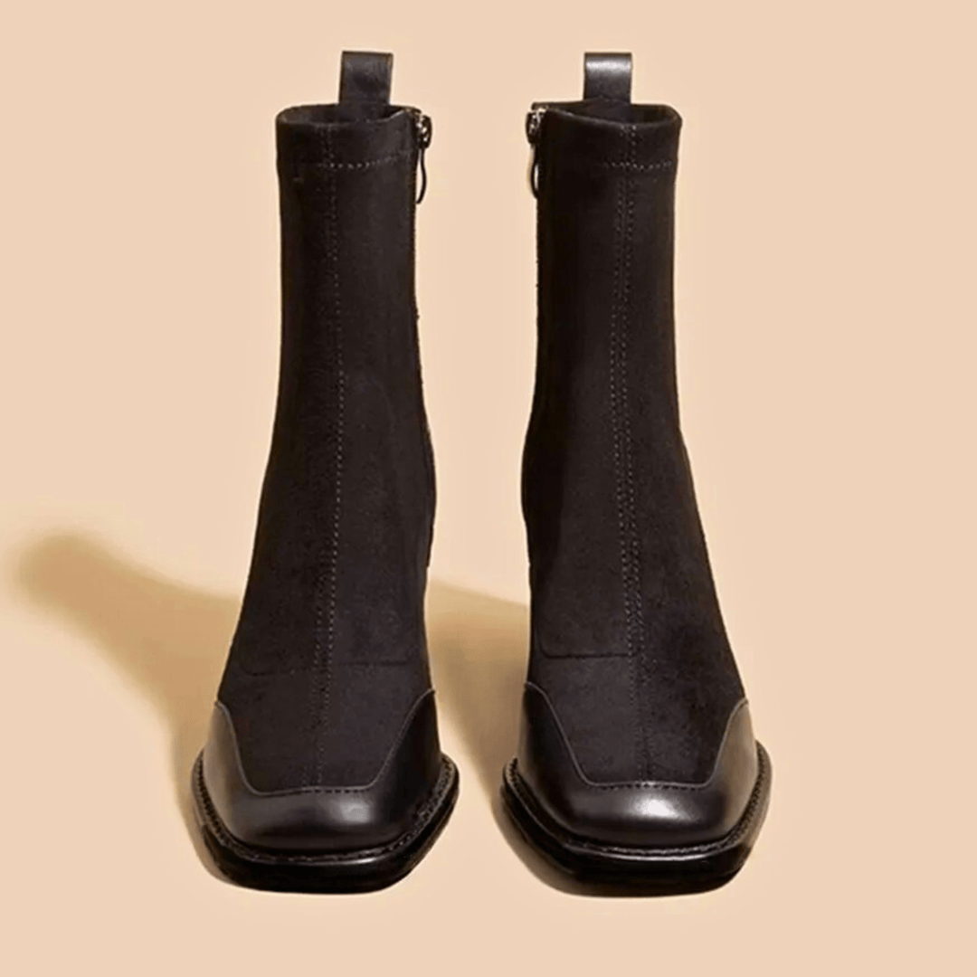 Rosaline | Contrast Panel Block Heel Boots
