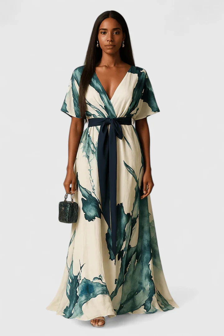 Renata | V-Neck Belted Maxi Dress