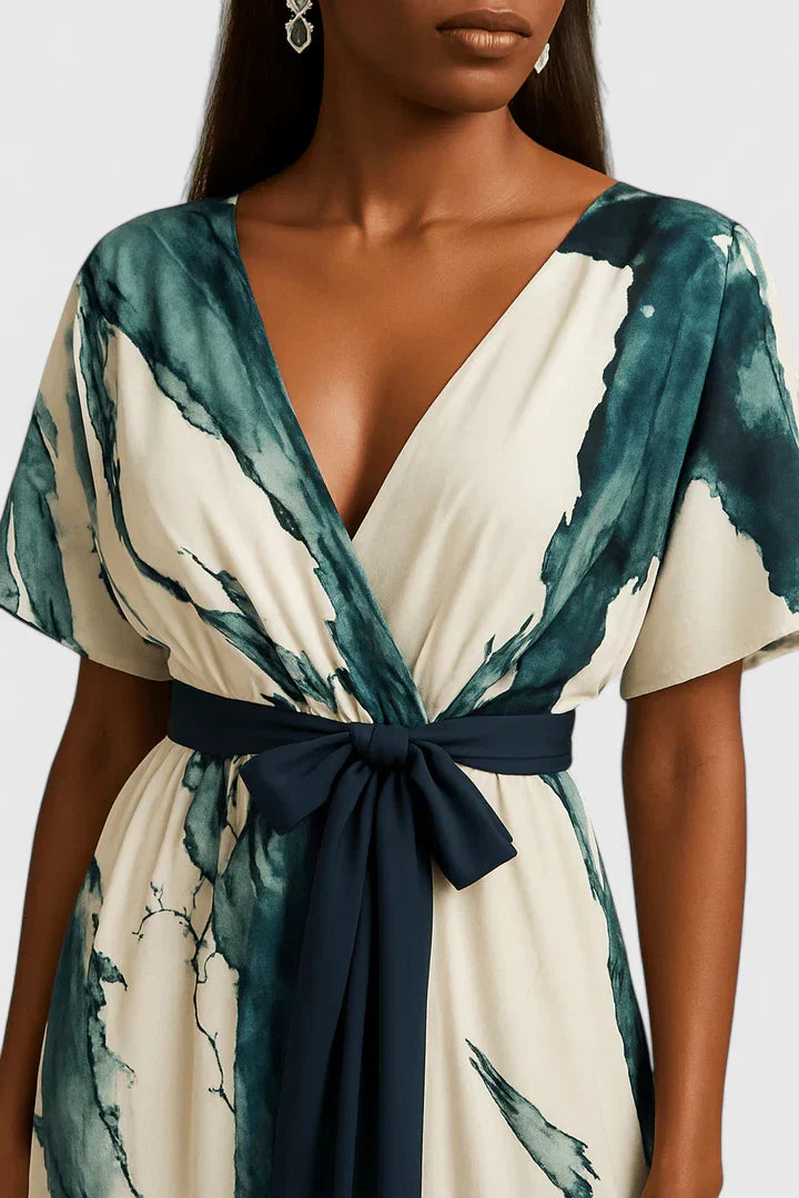 Renata | V-Neck Belted Maxi Dress
