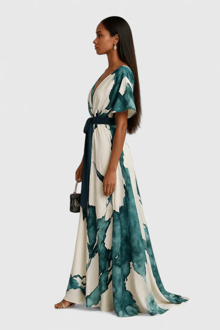 Renata | V-Neck Belted Maxi Dress