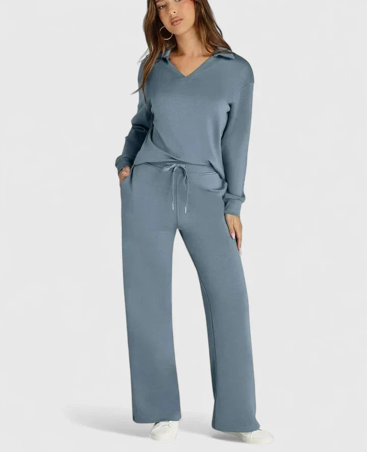 Dashiella | V-Neck Polo Two-Piece Set