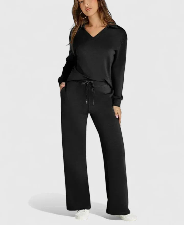 Dashiella | V-Neck Polo Two-Piece Set