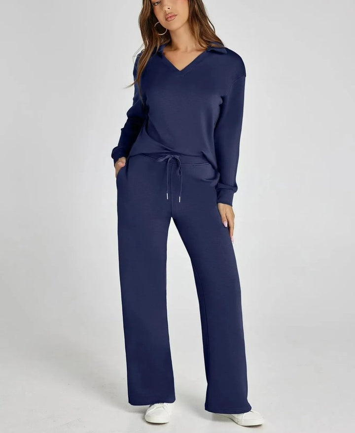 Dashiella | V-Neck Polo Two-Piece Set