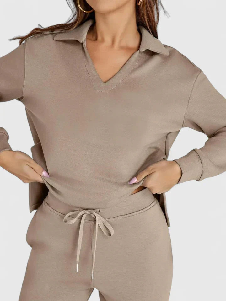 Dashiella | V-Neck Polo Two-Piece Set