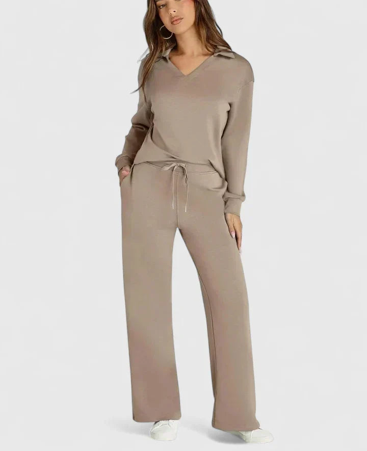Dashiella | V-Neck Polo Two-Piece Set