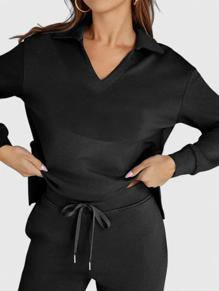 Dashiella | V-Neck Polo Two-Piece Set