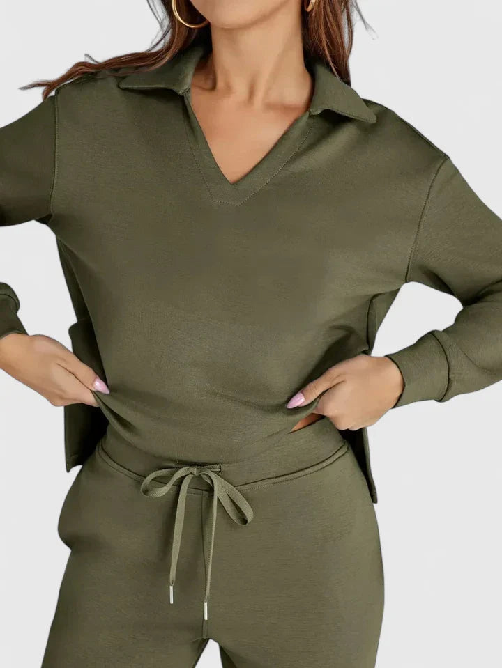 Dashiella | V-Neck Polo Two-Piece Set