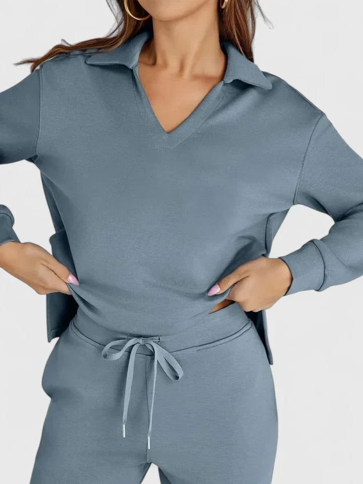 Dashiella | V-Neck Polo Two-Piece Set