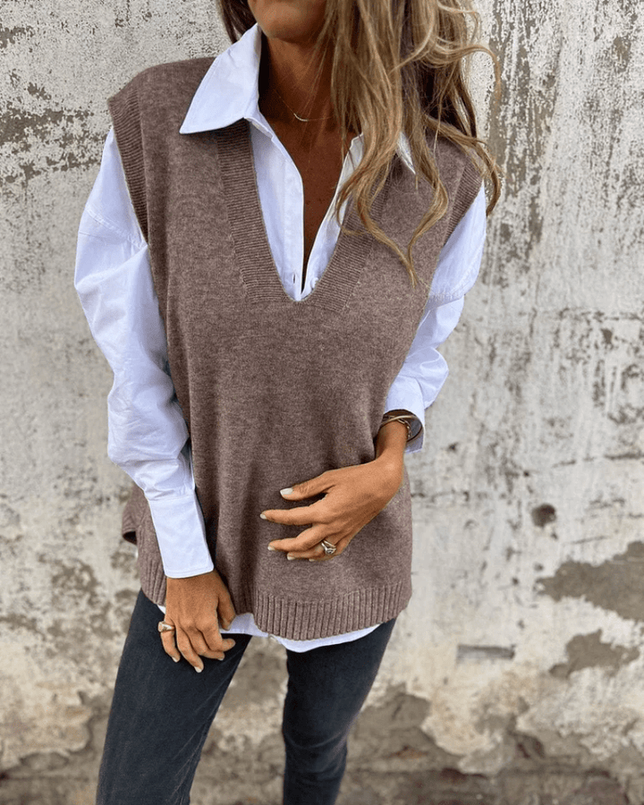 Marie | V-Neck Knit Sweater Vest for Women