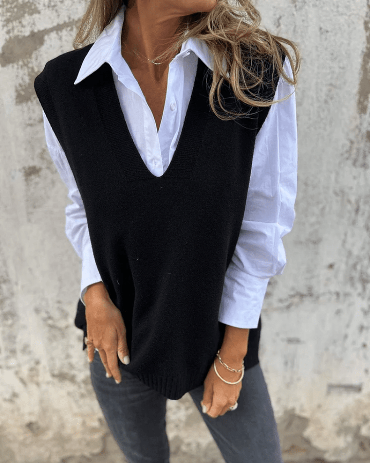 Marie | V-Neck Knit Sweater Vest for Women