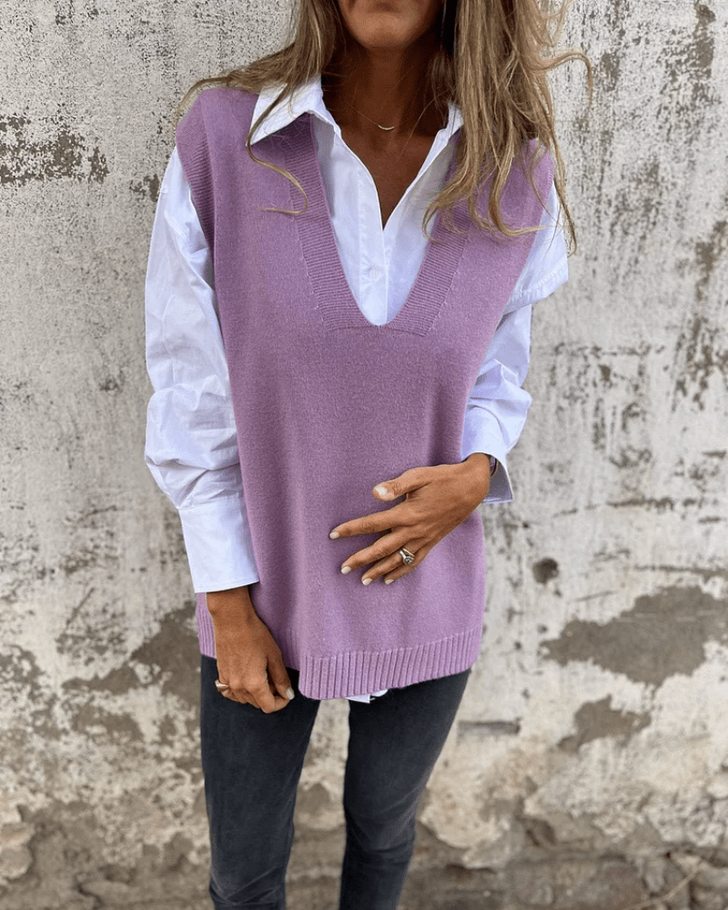 Marie | V-Neck Knit Sweater Vest for Women