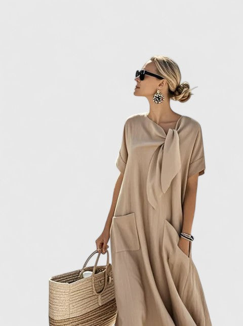 Bethany | Flowy Empire Waist Maxi Dress with Pockets