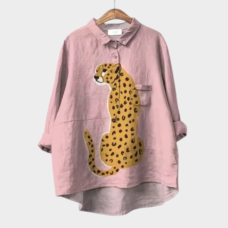 Ursa | Floral Bird Print Blouse with Collar