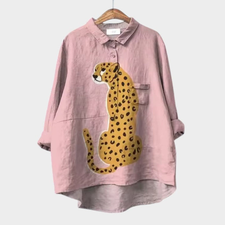 Ursa | Floral Bird Print Blouse with Collar