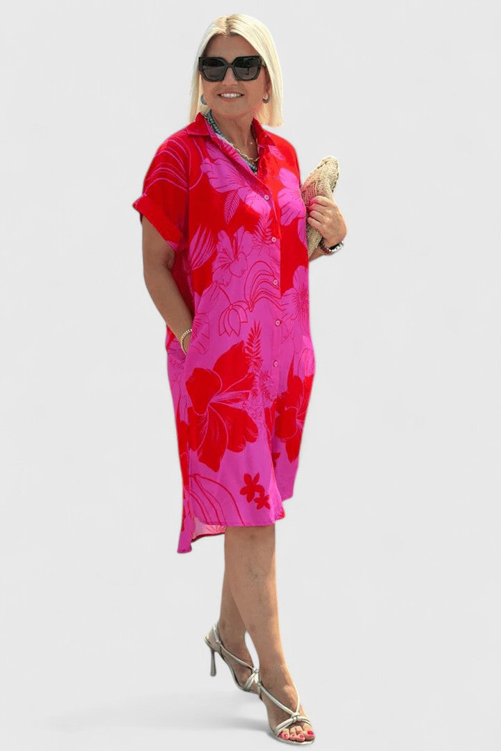 Marnie | Floral Shirt Dress with Collar