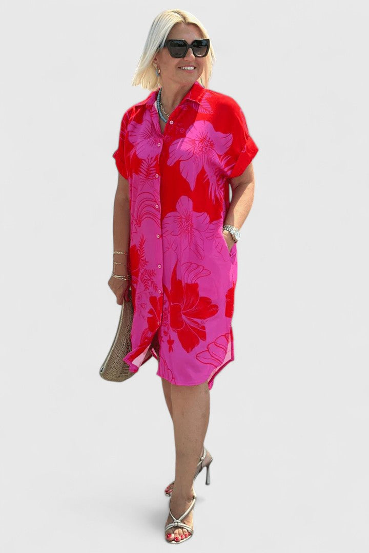 Marnie | Floral Shirt Dress with Collar
