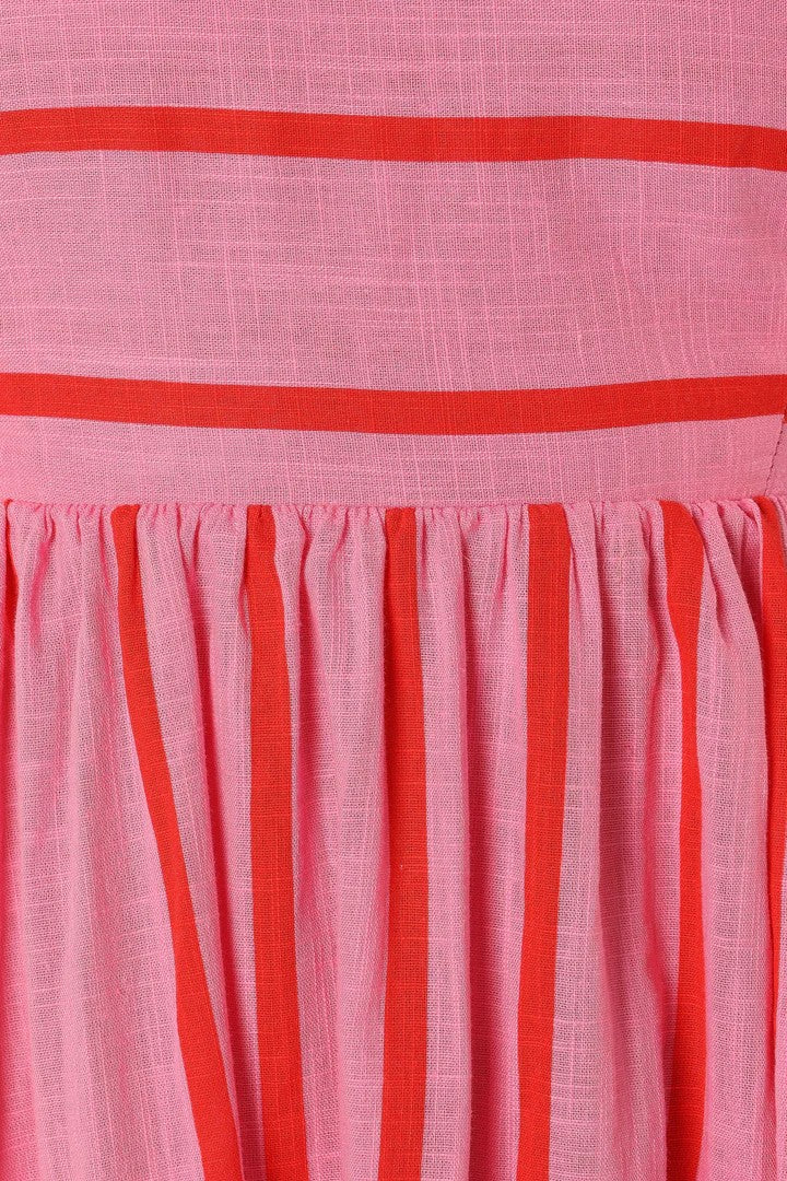 Coraline-Mae | Pink Striped Maxi Dress Sleeveless