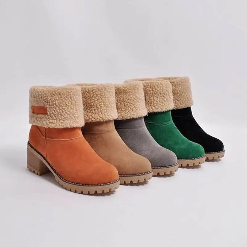 Lavinia | Fleece Cuff Faux Fur Boots with Heel
