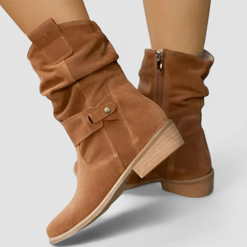 Flo | Slouchy Mid-Calf Boots with Side Zip