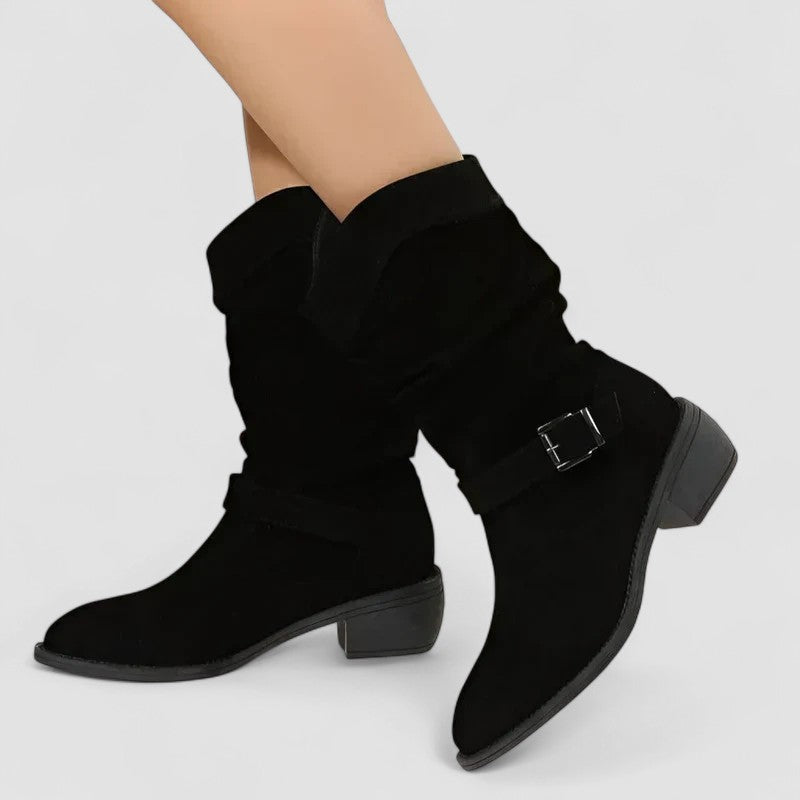 Flo | Slouchy Mid-Calf Boots with Side Zip