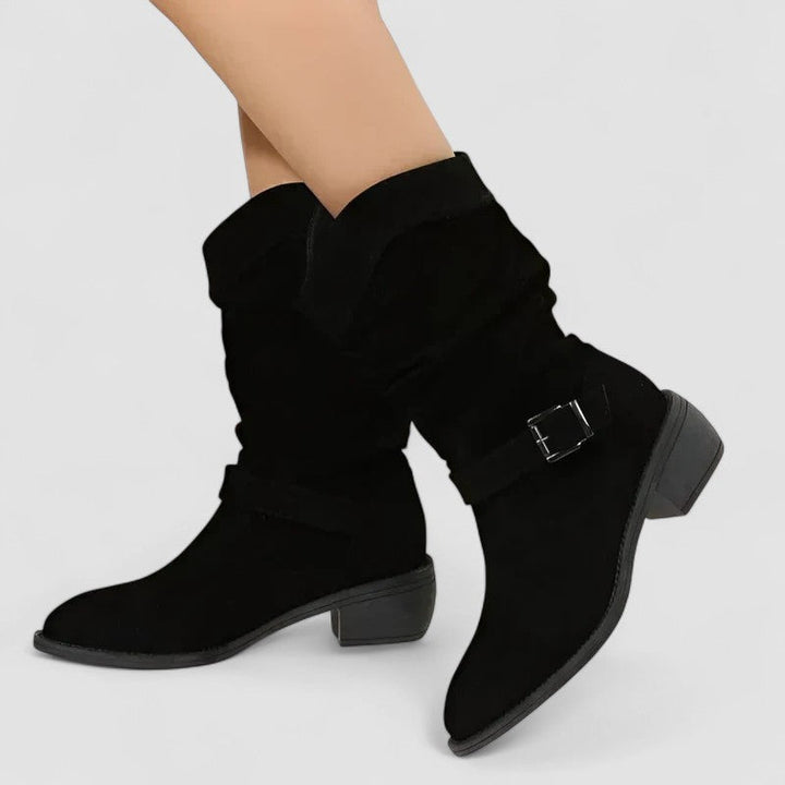 Flo | Slouchy Mid-Calf Boots with Side Zip