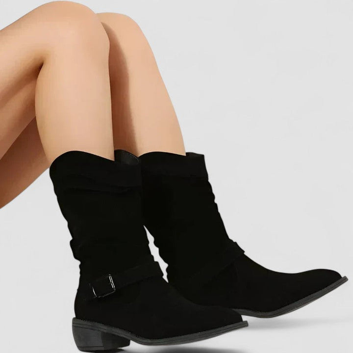 Flo | Slouchy Mid-Calf Boots with Side Zip