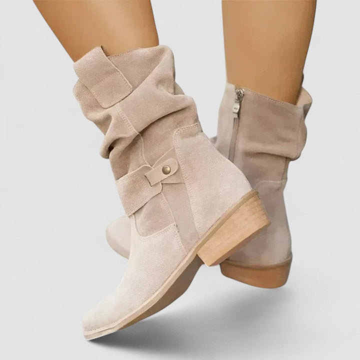 Flo | Slouchy Mid-Calf Boots with Side Zip