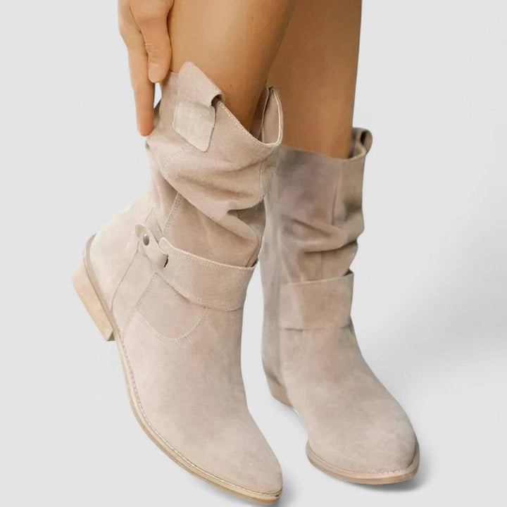 Flo | Slouchy Mid-Calf Boots with Side Zip