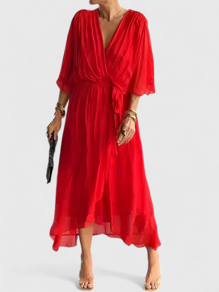 Cleopatraevia | V-Neck Flowy Empire Waist Maxi Dress