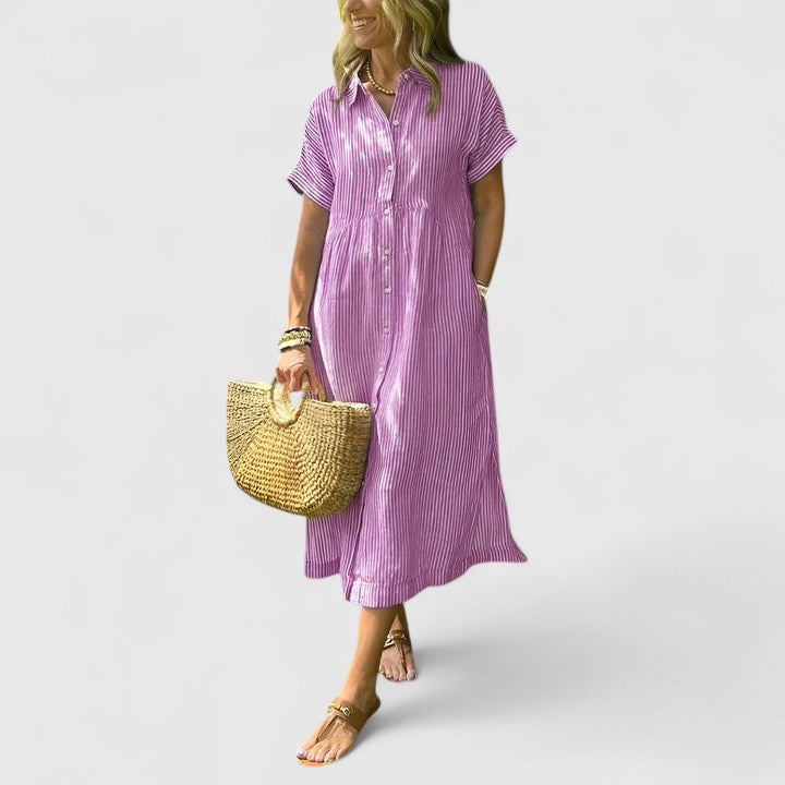 Romy | Striped Shirt Dress with Pockets