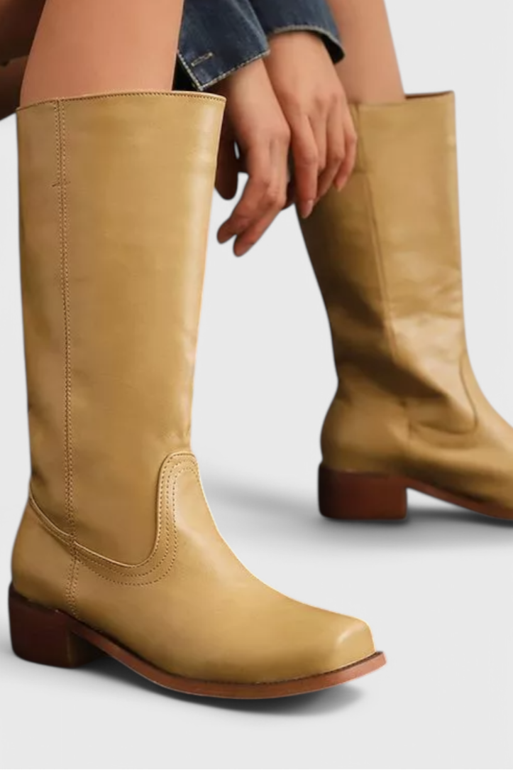 Antonetta | Knee-High Leather Boots with Block Heel