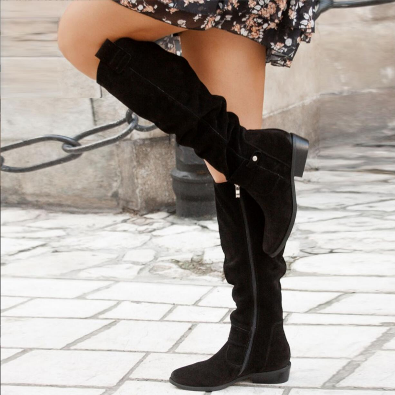 Billie | Slouchy Knee High Boots with Block Heel