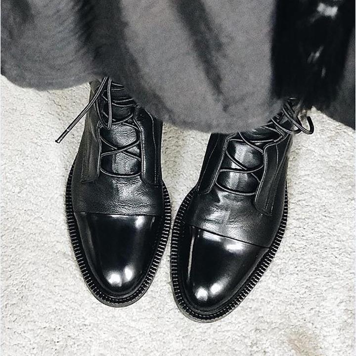 Elfrida | Lace-Up Mid Calf Boots with Block Heel