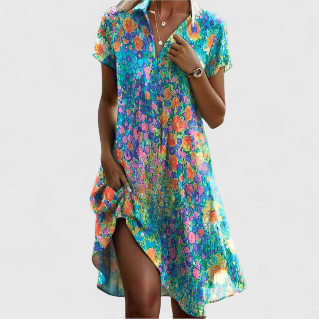 Cleopatra | Polka Dot Midi Dress Short Sleeve