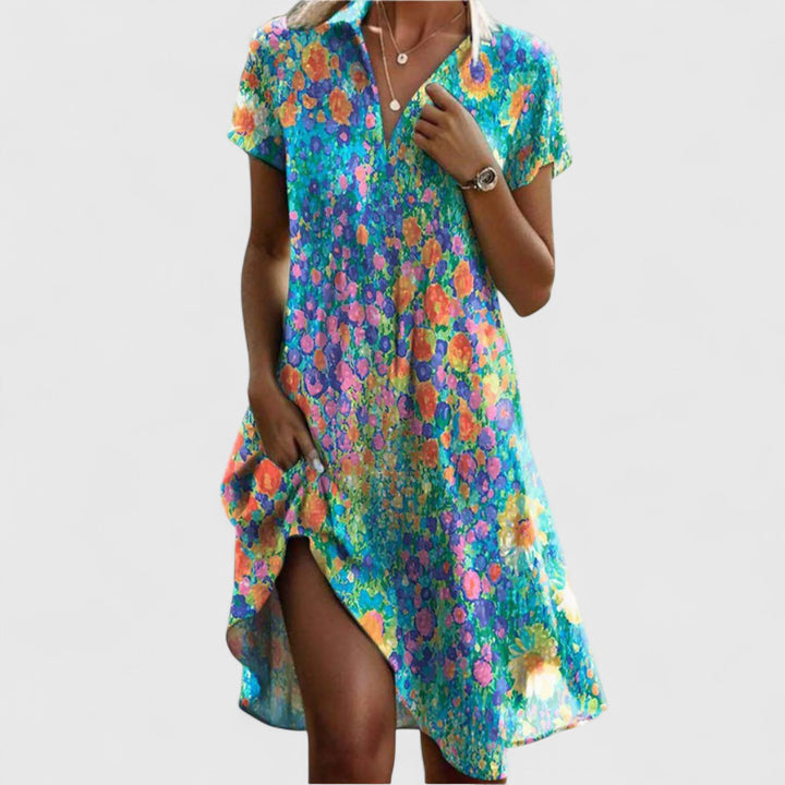 Cleopatra | Polka Dot Midi Dress Short Sleeve