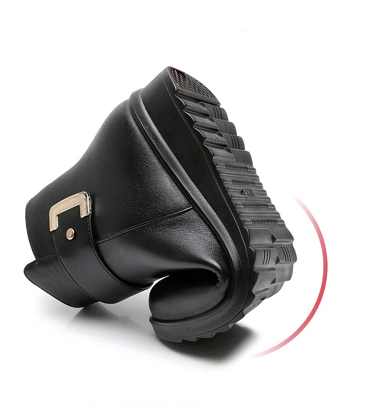 Merida | Black Fleece-Lined Faux Fur Boots with Buckle