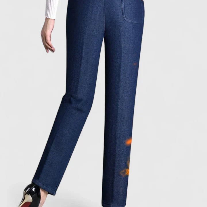 Perla | Elastic Waist Straight Leg Denim Jeans